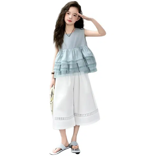 比比我儿童休闲运动套装 女童夏季  小孩衣服 小女孩字母短袖 洋气短裤套 大童潮牌 青少年
