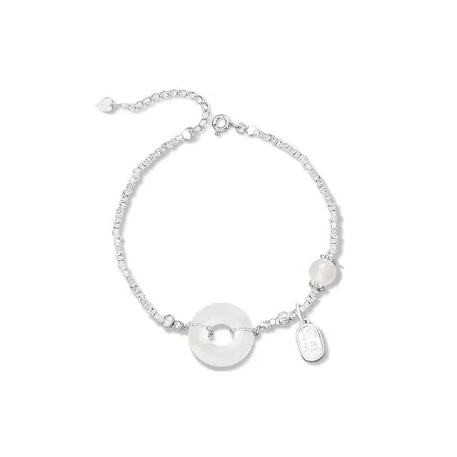 潮宏基 碎碎招财  新中式国潮国风 转运上岸招财纳福 福牌#好运天然 玉髓 手链 女款