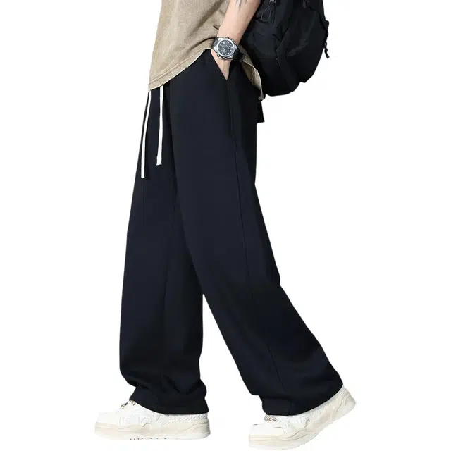 顶峰保罗 冰丝潮牌宽松直筒凉感舒适时尚长裤无性别主义阔腿垂感弹力抽绳显高百搭休闲裤 男女同款