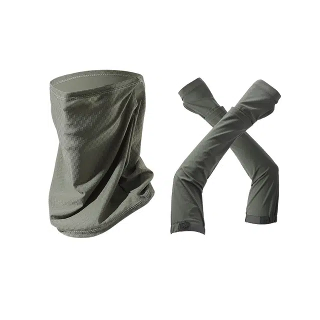 俞兆林 全脸防紫外线口罩遮脖子护颈脖套冰丝袖套加长护手臂套护袖宽松冰袖户外骑行开车遮阳透气 轻薄 防晒面罩 男款