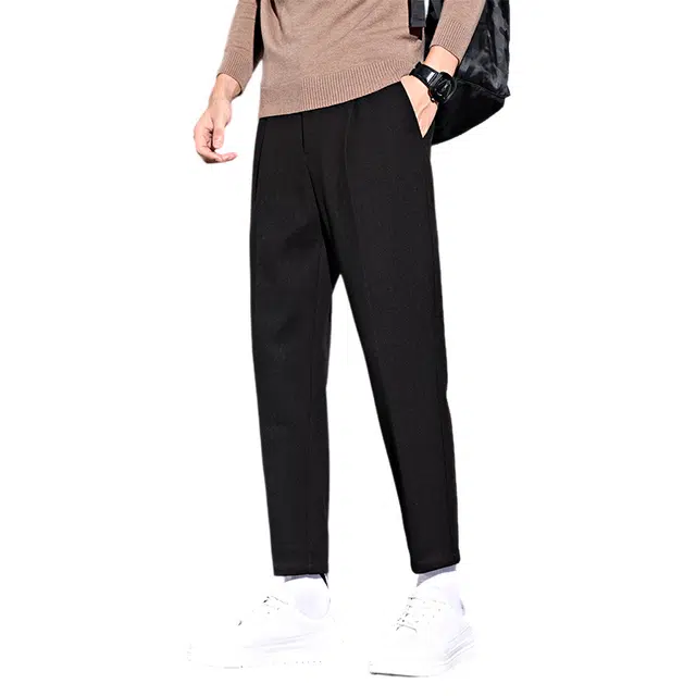 赛瀚 轻奢商务裤男士时尚百搭修身直筒九分长裤子男美式潮牌高街风拉链纽扣多口袋纯色简约设计青少年潮流帅气日常通勤休闲裤 男女同款