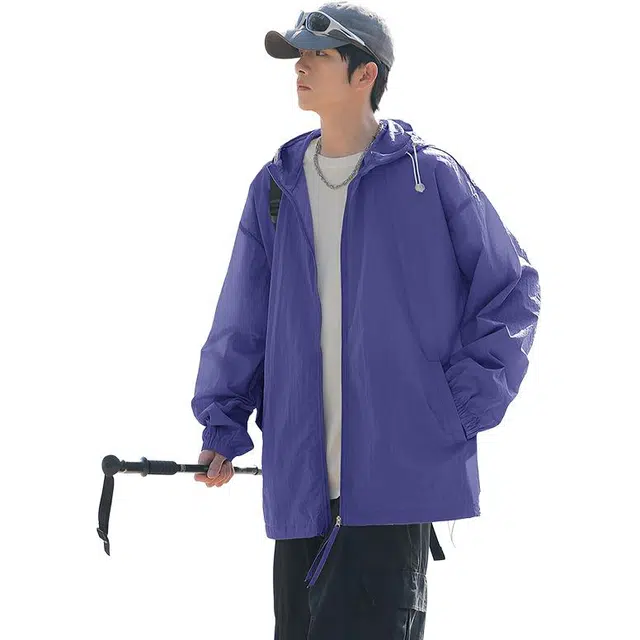 顶峰保罗 美式高街冰丝薄款简约百搭外穿上衣户外凉感登山徒步运动跑步宽松舒适连帽夹克外套 男女同款