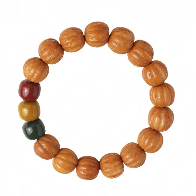 宣华意 京八棱 文玩配饰阿拉善玛瑙红绿灯念佛珠正品盘玩手捻指#好运 猴头核桃 手串 男女同款情侣款