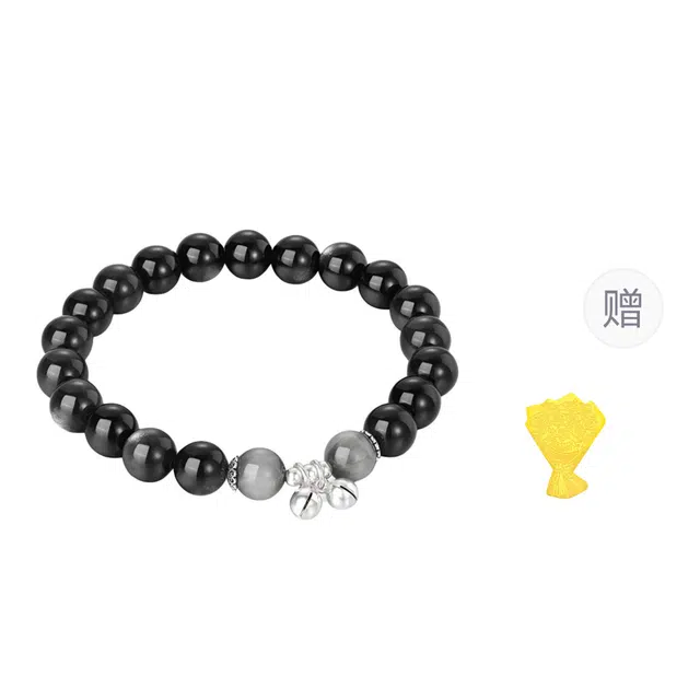 【甄选高品质】 金六福吉祥 新中式复古心有所响转运珠招财转运盘玩文玩温柔高级感精致搭配#好运天然 黑曜石 手串 男女同款情侣款