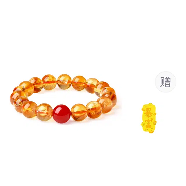 老庙 平安喜乐 复古优雅时尚小众设计精致高级感百搭好运天然 黄水晶 手串 女款