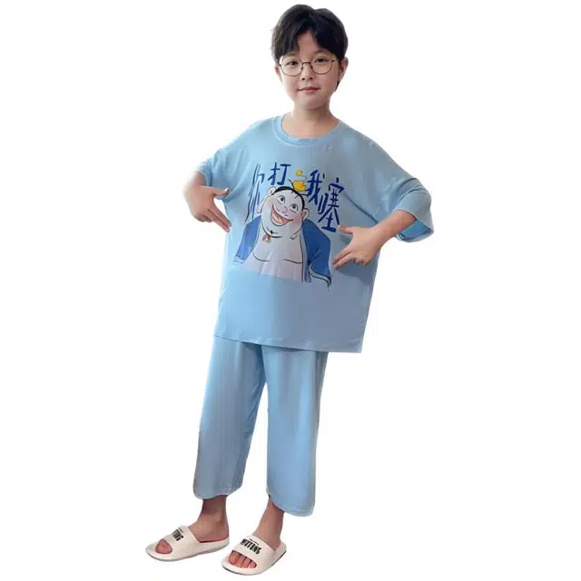 天才小熊家居服套装 男童夏季太乙真人大童休闲小孩衣服 小男孩居家外穿 睡衣洋气时髦 帅气 