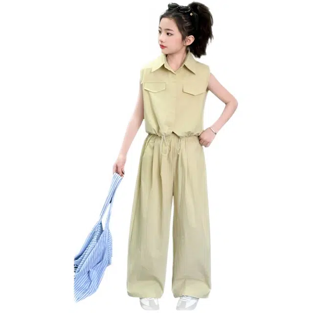 比比我儿童休闲运动套装 女童夏季 小孩衣服 小女孩工装 洋气长裤套 大童潮牌