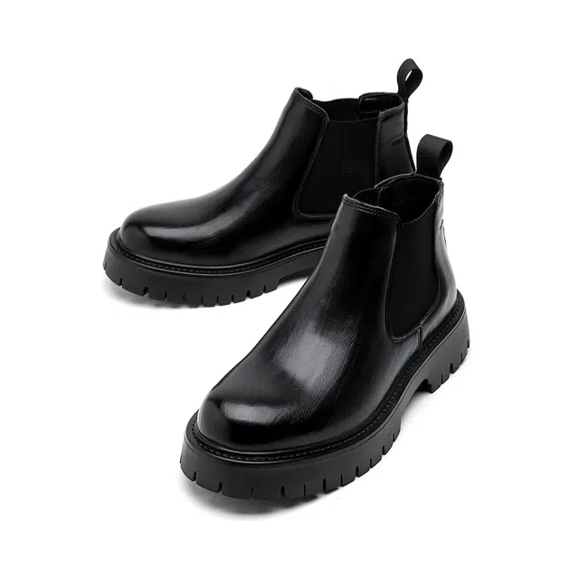 莫代尔 英伦风厚底高级感圆头套脚 一脚蹬时尚机车通勤百搭 短筒 切尔西靴 男款