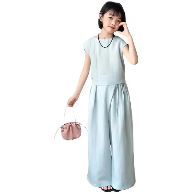 比比我儿童套装  休闲运动  女童夏季服装  小孩衣服 小女孩棉麻套  大童潮牌