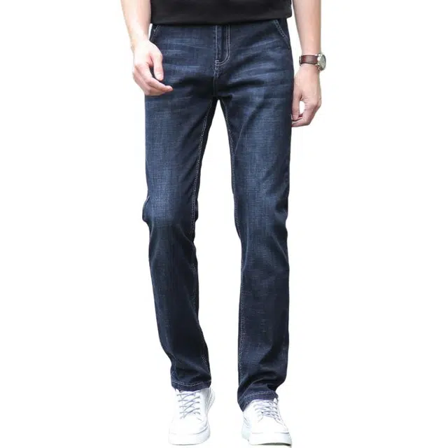 太子龍 高品质中年宽松直筒商务休闲春夏薄款中老年长裤子牛仔裤 男款