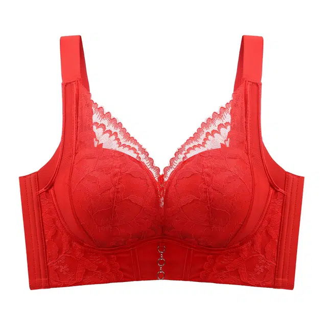 慕梵度 性感刺绣蕾丝无钢圈大胸显小聚拢防下垂收副乳调整型文胸 女款