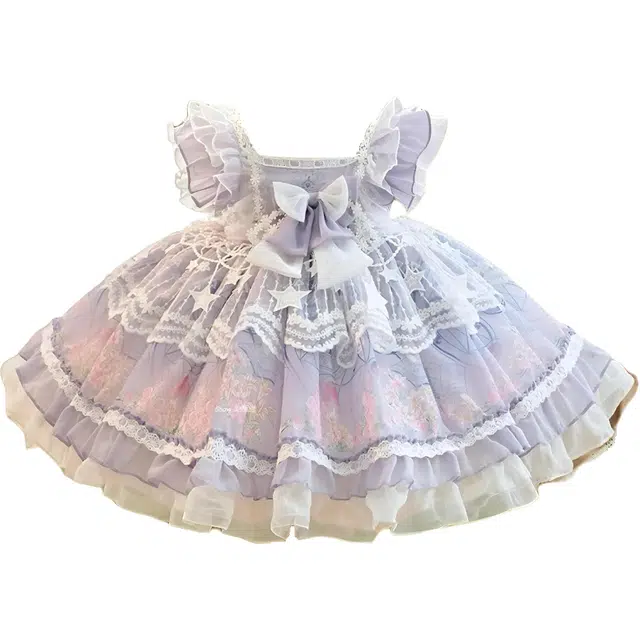 儿童款米囹女童春夏洛丽塔公主礼服 渐变复古风无袖