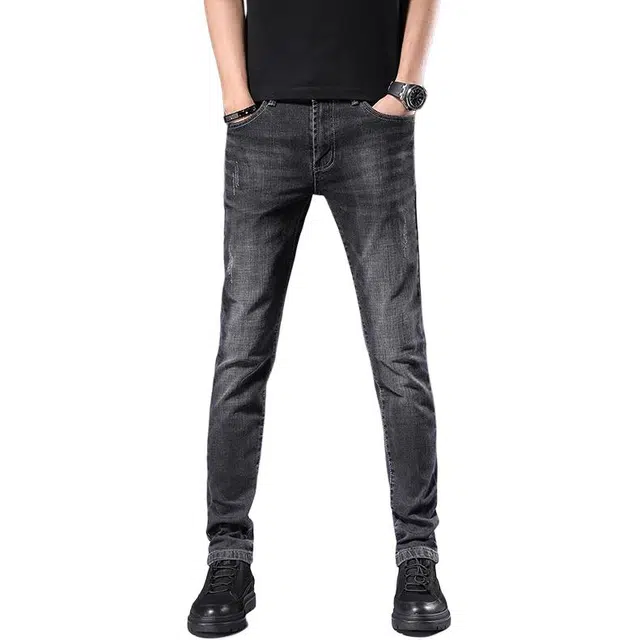 炳盛 夏季薄款修身小脚百搭弹力休闲长裤子牛仔裤 男款