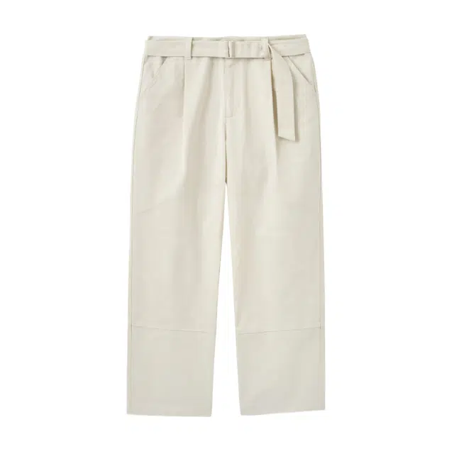 BESLOW ONE TUCK WASHED BELTED PANTS