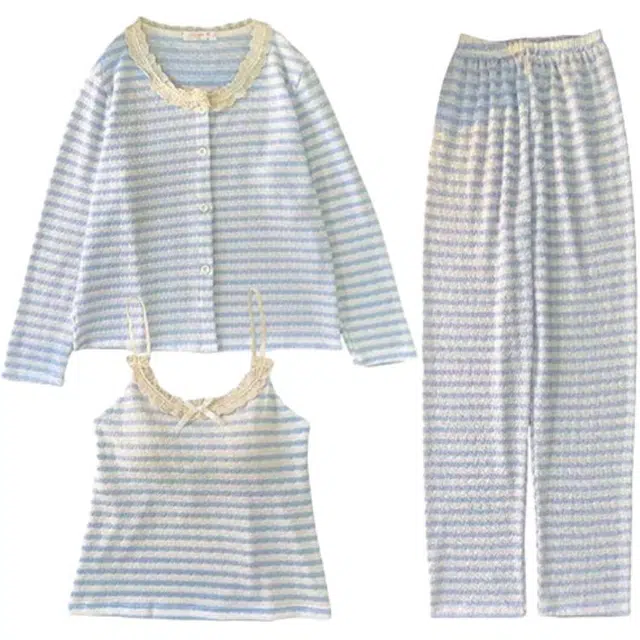 顶瓜瓜 夏季女透气舒适休闲简约甜美宽松家居服睡衣套装 女款