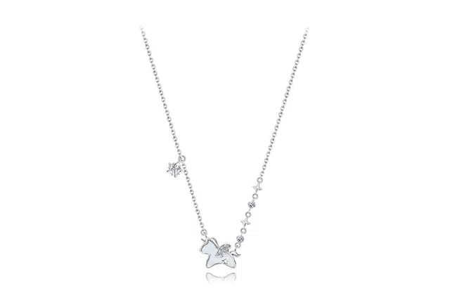 牧言 星光独角兽 森系轻奢气质小众浪漫高级感 光面立体极光蓝色飞马不对称链条星星锁骨链 日常#好运 合金 项链 女款