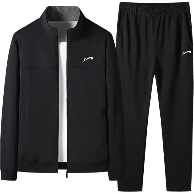 贵人鸟 纯色宽松简约户外休闲百搭连帽长袖上衣松紧腰长裤日常春秋爸爸装运动套装 男款