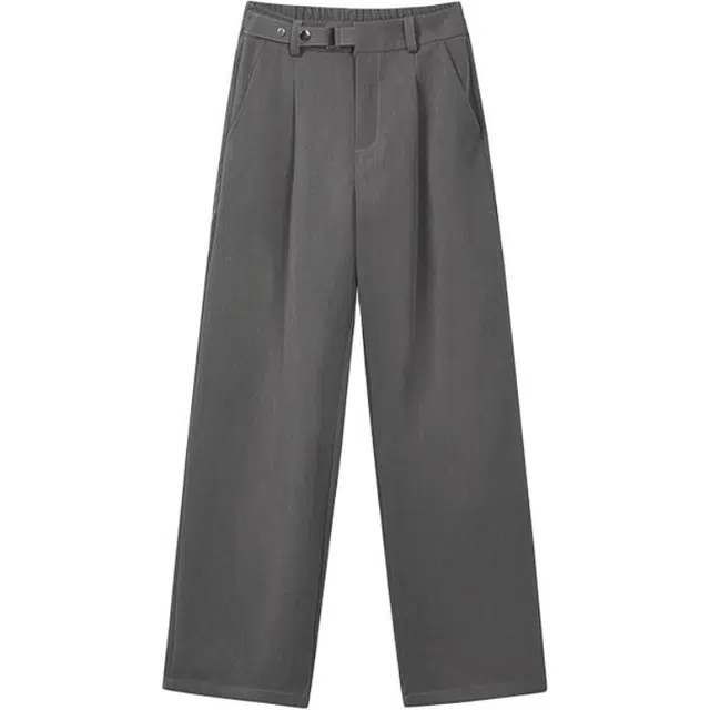 零氏 基础款纯色中腰宽松直筒拉链百搭休闲裤 男女同款