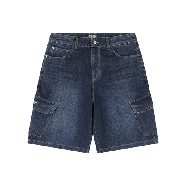BESLOW WASHED CARGO DENIM SHORTS