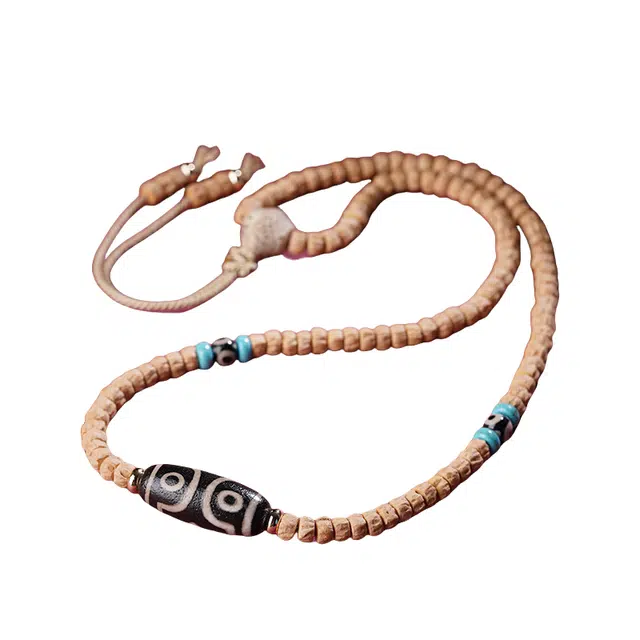 子婳 高透玉化玛瑙天珠药片传统美学手工编织本命年招财好运连连时尚优雅 柏香籽/百香籽 项链 男女同款情侣款