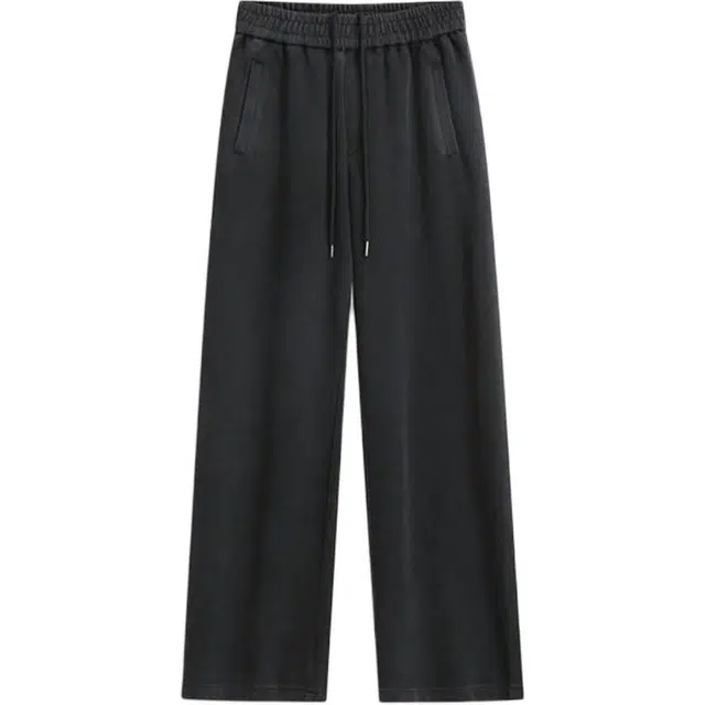 哲源 美式高街复古风做旧水洗内腰抽绳系带设计感卫裤潮牌百搭显高显瘦宽松直筒运动休闲裤 男女同款