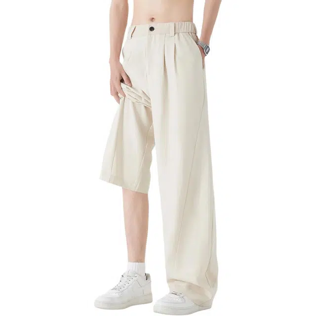 顶峰保罗 冰丝宽松直筒西裤美式潮流轻薄垂感裤子无性别主义宽松舒适百搭高级感休闲裤 男女同款