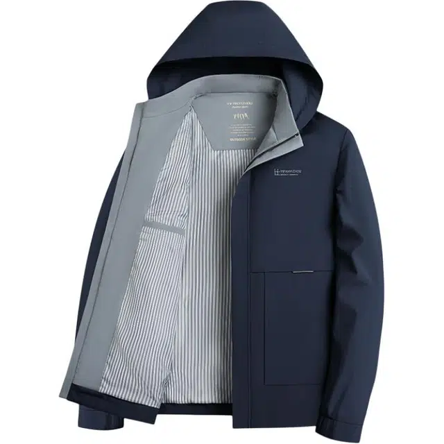 卡丹狄诺 防风连帽春秋季轻商务户外休闲百搭长款多口袋夹克外套 男款