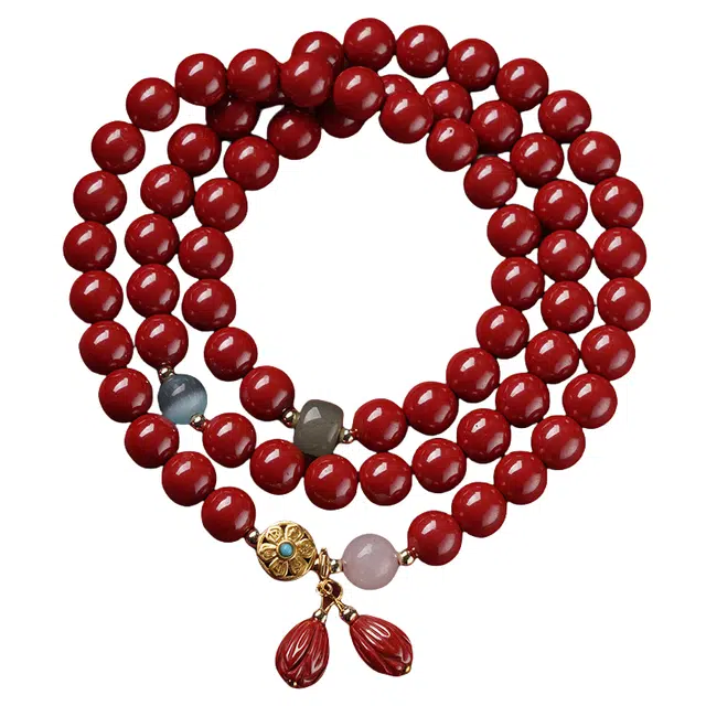 子婳 高含原石紫金砂高含量多圈叠戴莲花帝王砂佛珠本命年转运珠串好事莲莲#好运 朱砂 手串 女款