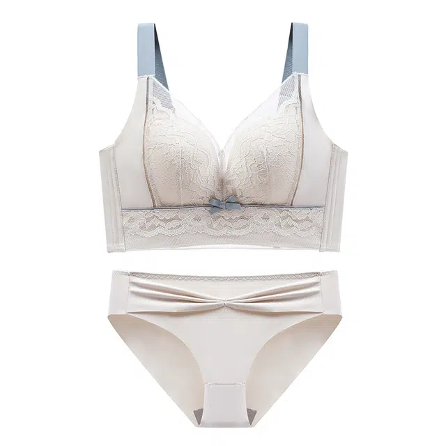 慕梵度 大胸显小聚拢防下垂收副乳调整型无钢圈舒适透气大码内衣裤套装 女款