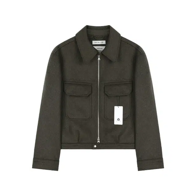 BESLOW CASHMERE MILITARY ZIP-UP JACKET MELANGE