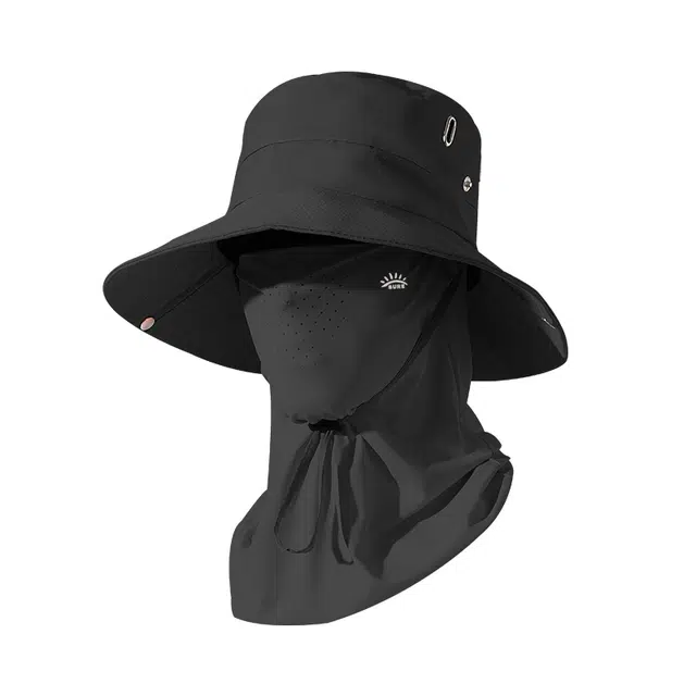 南极人 西部牛仔登山帽爬山钓鱼沙漠户外遮阳帽大帽檐太阳帽防晒面罩防紫外线全脸口罩遮脖子围脖套冰丝透气速干 聚酯纤维 渔夫帽 男款