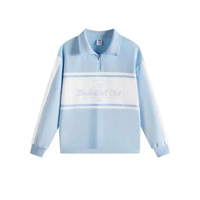 安踏儿童 舒芙蕾卫衣系列 针织套头长袖卫衣 冰凉蓝 青少年