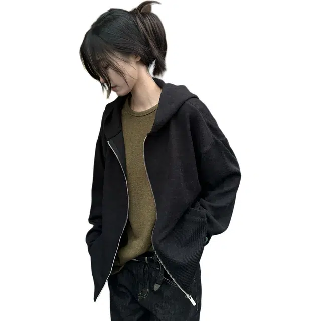 下层基础 垂感微弹力拉链连帽针织衫 男女同款