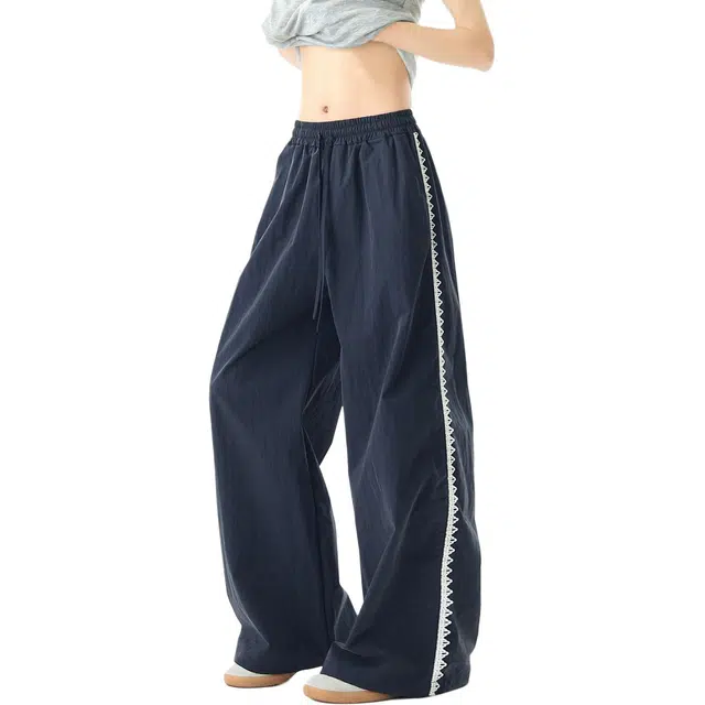 佐菲利 蕾丝拼接速干夏季潮牌小众设计感工装裤宽松阔腿裤子休闲裤 男女同款