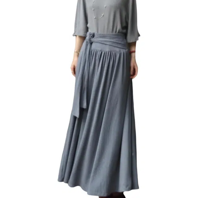 囍鱼少女 优雅时尚舒适百搭纯色休闲长裙 女款