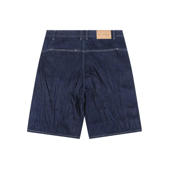 BESLOW CRINKLE DENIM SHORTS