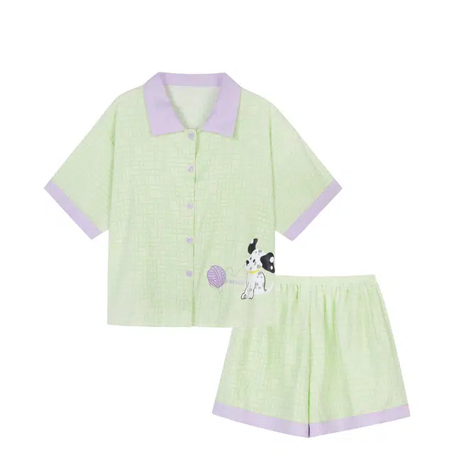 俏韵 翻领卡通夏季云朵棉甜美可爱短袖短裤休闲舒适薄款家居服可外穿睡衣套装 女款