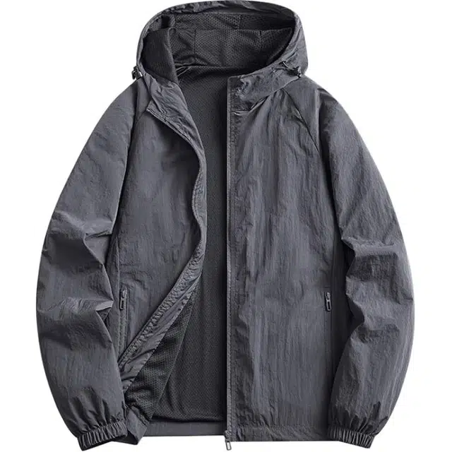 半空山 半空山美式高街纯色基础款连帽山系户外潮流时尚百搭舒适透气夹克 男女同款