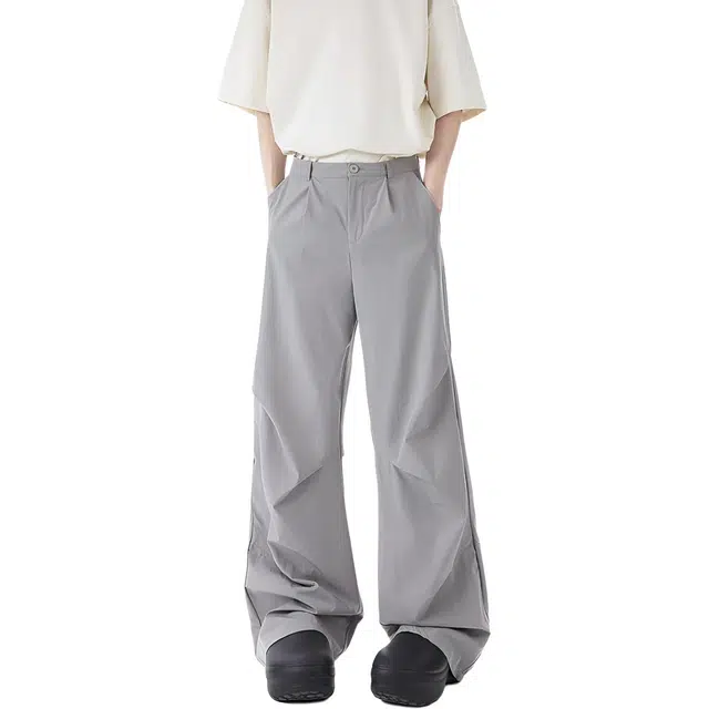 佐菲利 美式复古西装裤夏季高街宽松运动阔腿裤速干伞兵工装裤休闲裤 男女同款