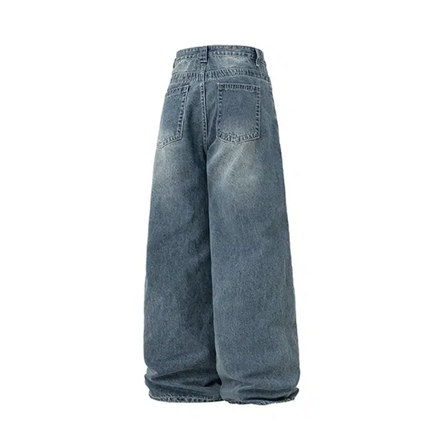 欧路得 复古水洗弯刀男夏美式设计感猫须直筒裤高街百搭宽松牛仔裤 男款