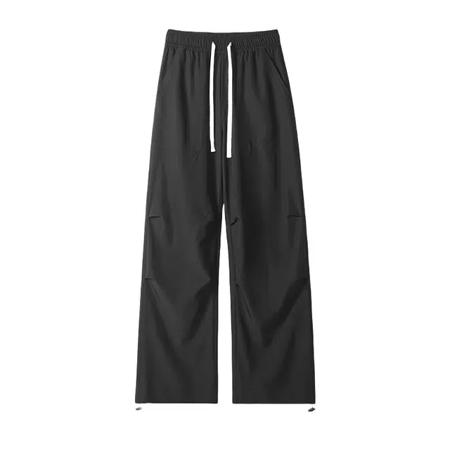 加荣 美式潮牌透气速干户外冰丝裤子男款夏季褶皱凉感宽松伞兵裤男阔腿休闲裤 男女同款