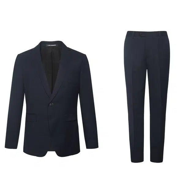 利郎 商务纯色平驳领绵羊毛混纺时尚西服两件套秋季一粒扣百搭西装套装 男款