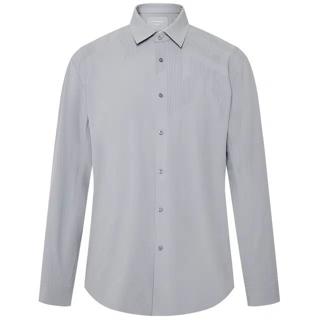 利郎 时尚都市纯色印花尖领质感简约百搭秋季长袖衬衫 男款