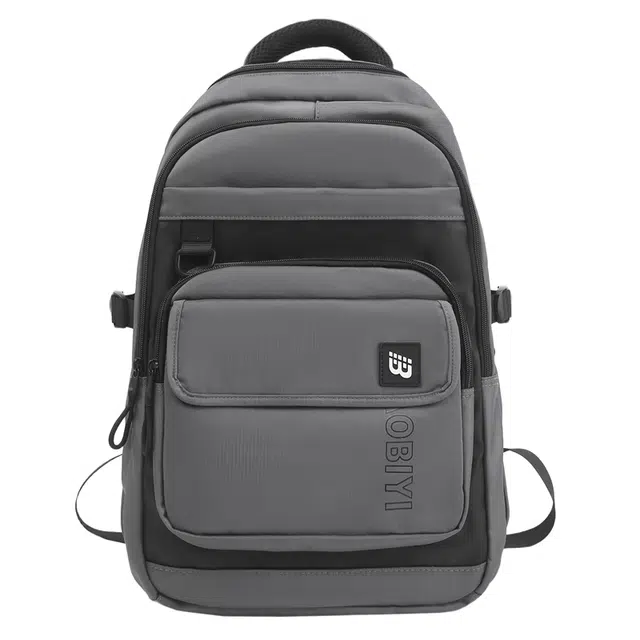 德力熊 撞色休闲百搭校园 尼龙 双肩包 常规 男女同款情侣款 黑色/卡其色/浅灰色/深灰色/蓝色/绿色