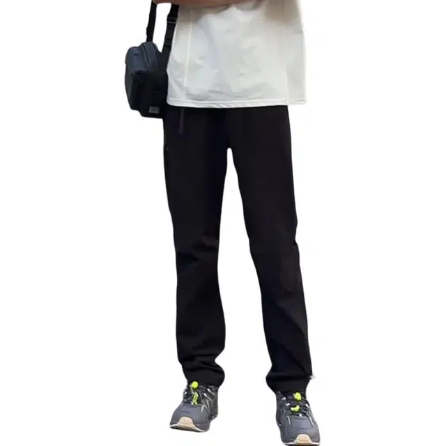 冈哉 美式高街速干透气纯色潮牌阔腿拖地舒适直筒宽松通勤休闲裤 男女同款