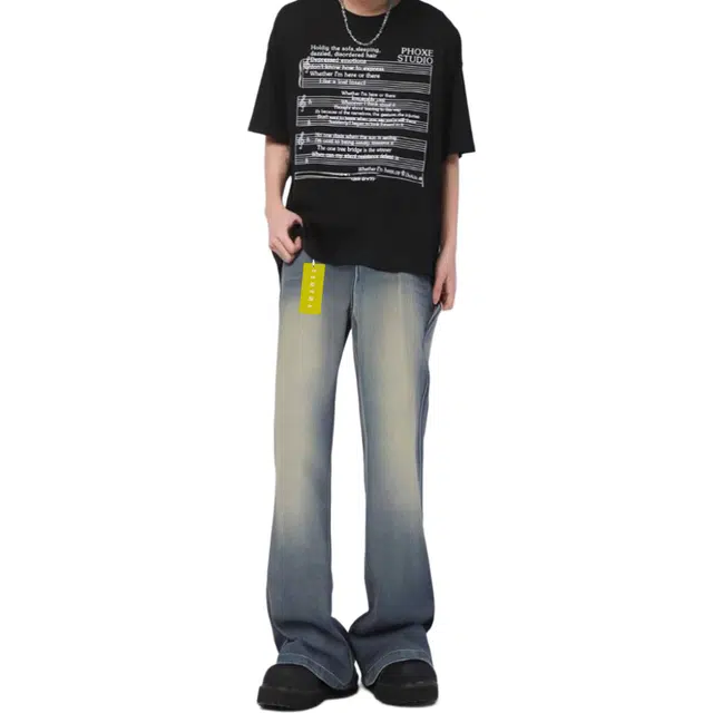 巴塞罗那足球俱乐部 美式复古水洗做旧多风格百搭休闲垂感牛仔裤 男女同款