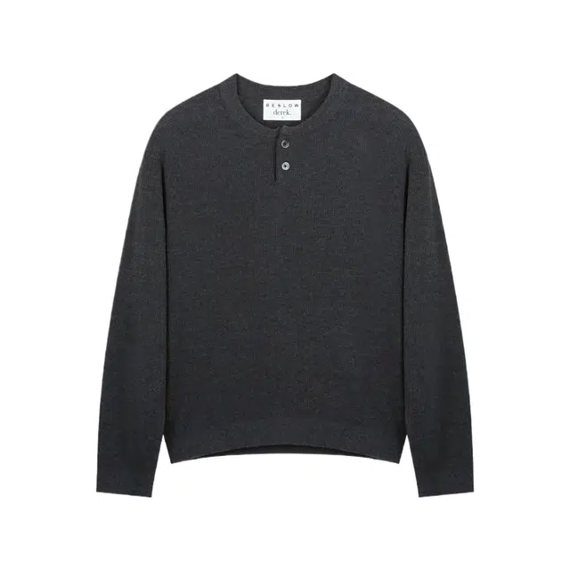 BESLOW WOOL BLENDED HENLEY NECK KNIT