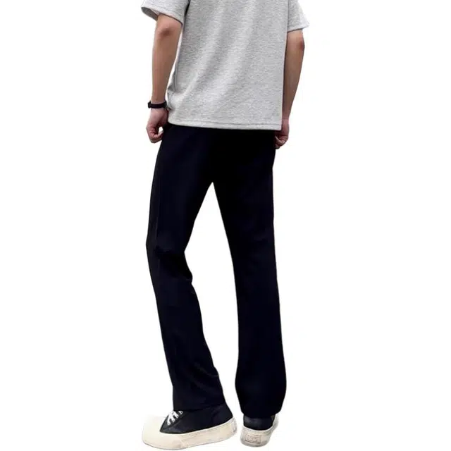 单爵 夏季冰感弯刀垂坠感高级感半松紧四面弹裤子微喇西装裤 男女同款