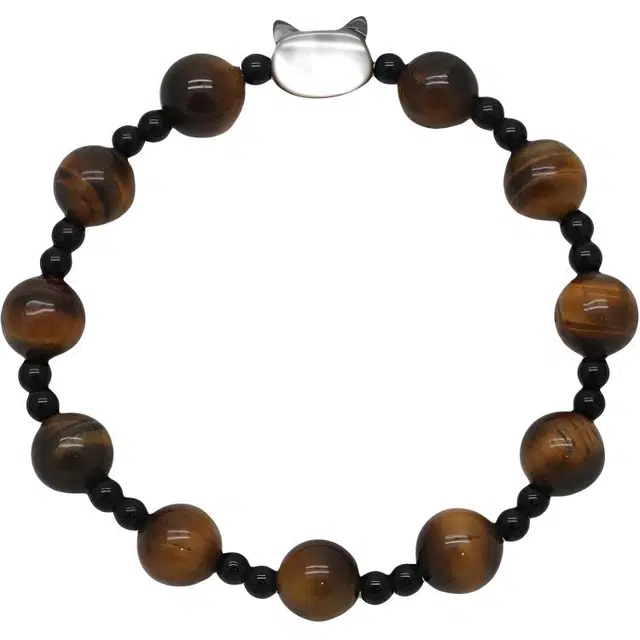 福柚 新中式国学蝶贝猫咪个性百搭手饰 国潮可爱猫猫头#好运 虎眼石 手串 男女同款情侣款