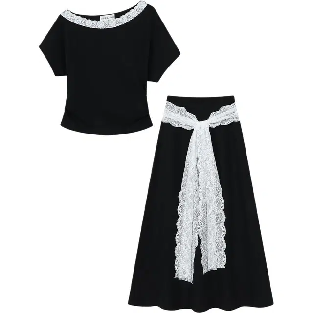 桴生 斜肩上衣半身裙两件套绝美穿搭裙装套装 女款